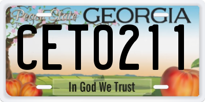 GA license plate CET0211