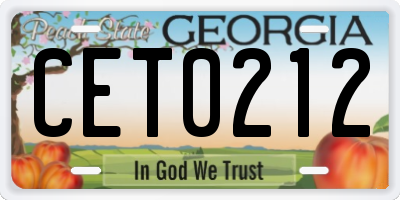 GA license plate CET0212