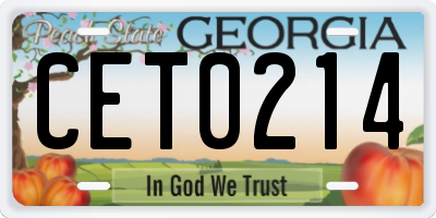 GA license plate CET0214