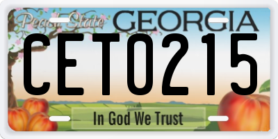 GA license plate CET0215