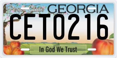 GA license plate CET0216