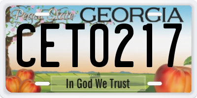 GA license plate CET0217
