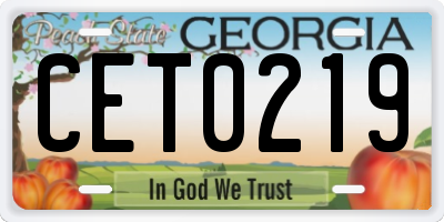 GA license plate CET0219