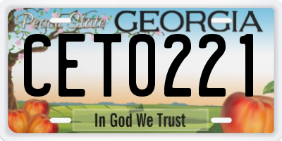 GA license plate CET0221