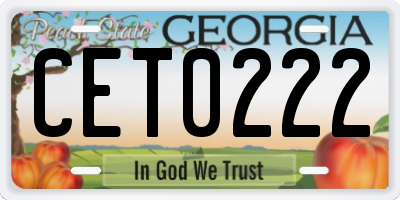 GA license plate CET0222