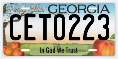 GA license plate CET0223