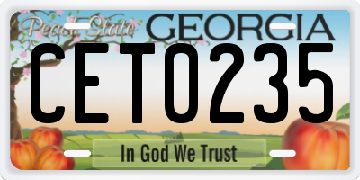 GA license plate CET0235