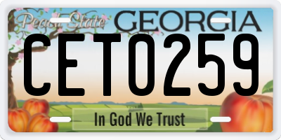 GA license plate CET0259