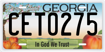 GA license plate CET0275