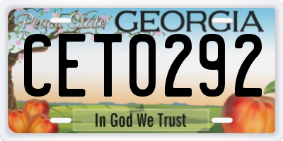 GA license plate CET0292