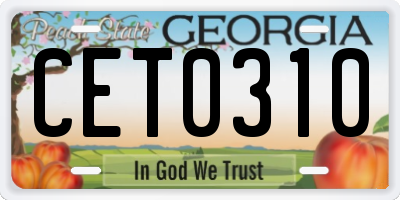 GA license plate CET0310