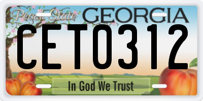 GA license plate CET0312