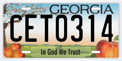 GA license plate CET0314
