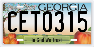 GA license plate CET0315