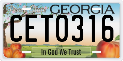 GA license plate CET0316