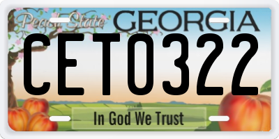 GA license plate CET0322