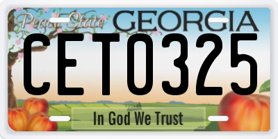 GA license plate CET0325
