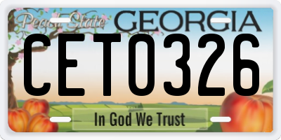 GA license plate CET0326