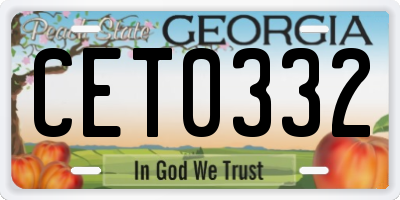 GA license plate CET0332