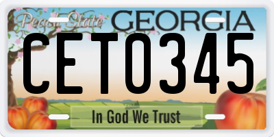 GA license plate CET0345