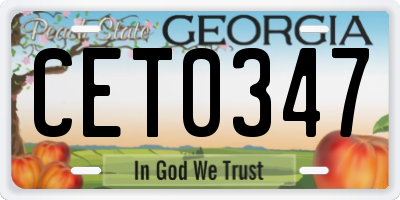 GA license plate CET0347