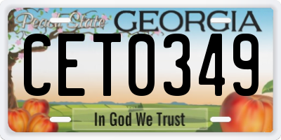 GA license plate CET0349