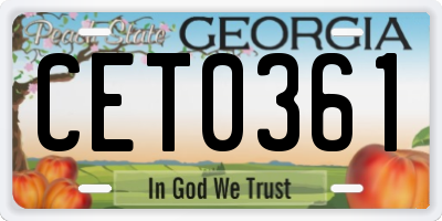 GA license plate CET0361
