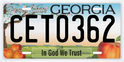 GA license plate CET0362