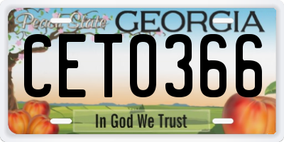 GA license plate CET0366