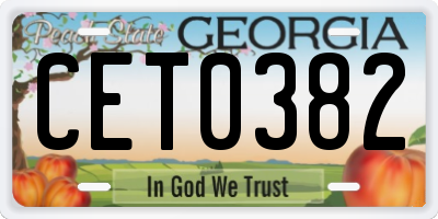 GA license plate CET0382