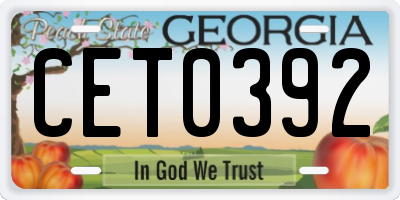GA license plate CET0392