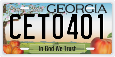 GA license plate CET0401