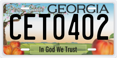 GA license plate CET0402
