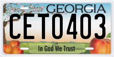 GA license plate CET0403