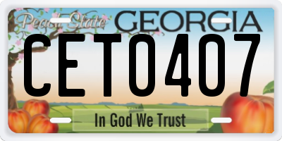 GA license plate CET0407