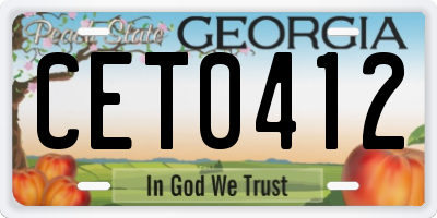 GA license plate CET0412