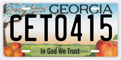 GA license plate CET0415