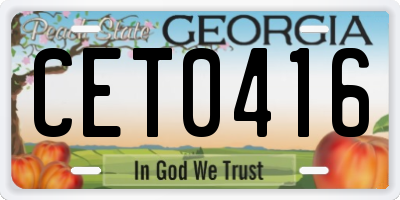 GA license plate CET0416