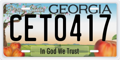 GA license plate CET0417