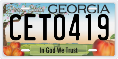 GA license plate CET0419