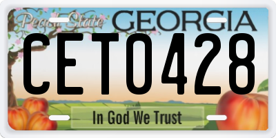GA license plate CET0428