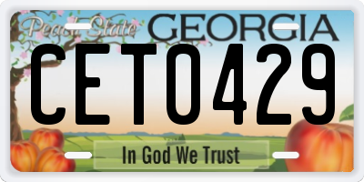 GA license plate CET0429