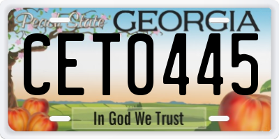 GA license plate CET0445