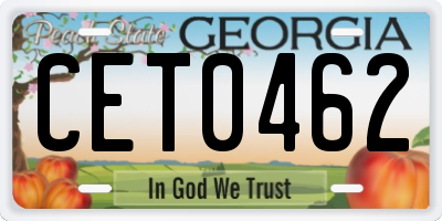GA license plate CET0462