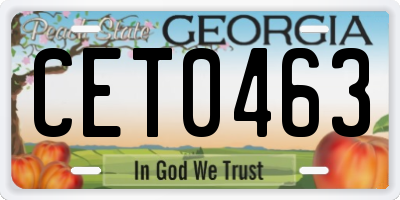 GA license plate CET0463