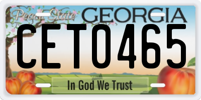 GA license plate CET0465