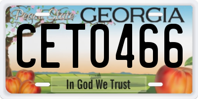 GA license plate CET0466