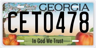 GA license plate CET0478