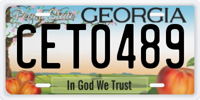 GA license plate CET0489
