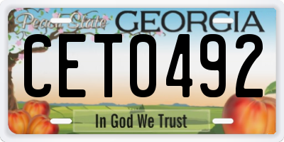 GA license plate CET0492